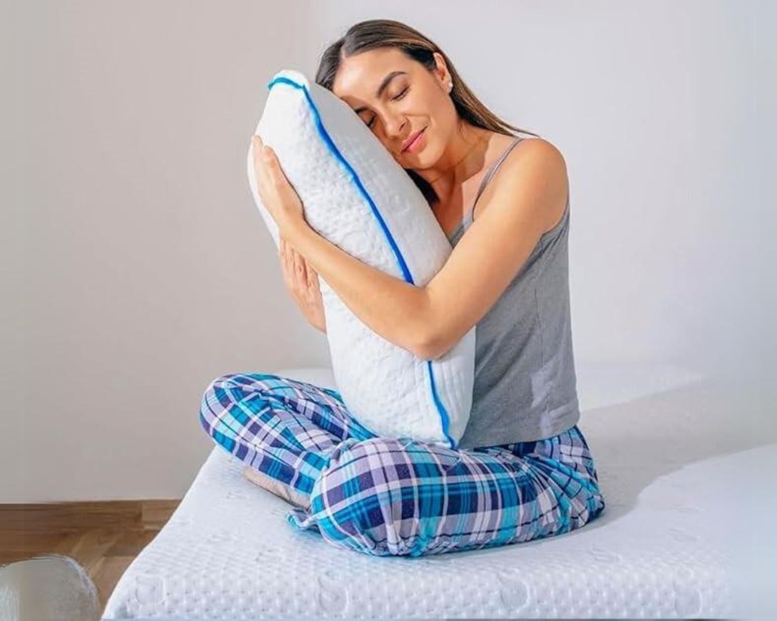 Foto 5 pulgar | Juego De 2 Almohadas Memory Foam Moldeable Hipoalergénica Y Antibacterial De 64 * 45 Cm Blanca Bluelander