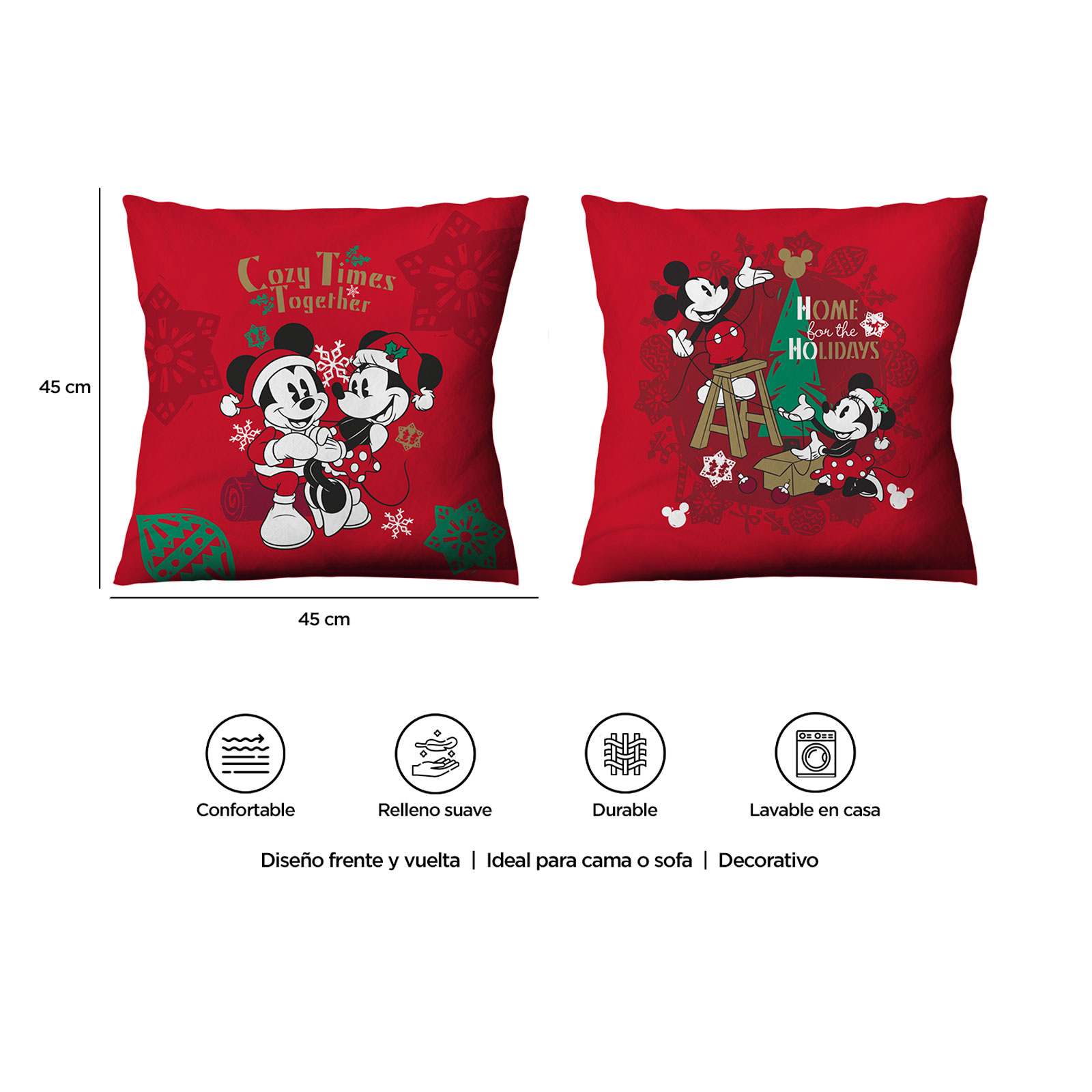 Foto 6 pulgar | Cojín Reversible Mickey Christmas