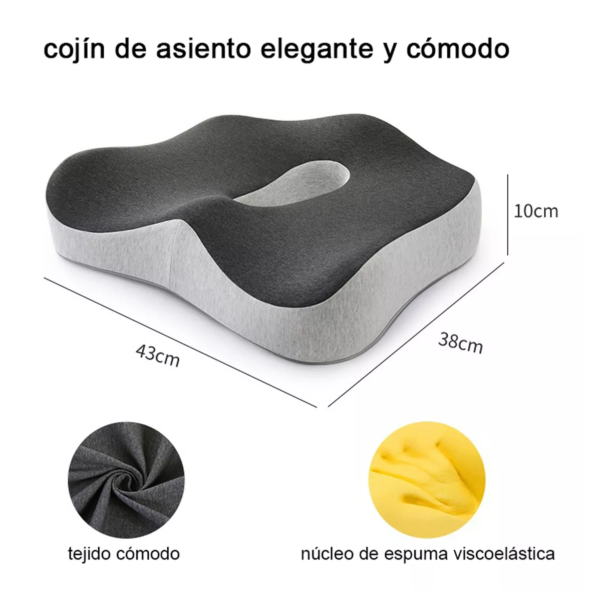Foto 3 pulgar | Cojín de Gel Asiento Ergonómico para Sillas Eo Safe Imports Esi-17528 Gris Oscuro