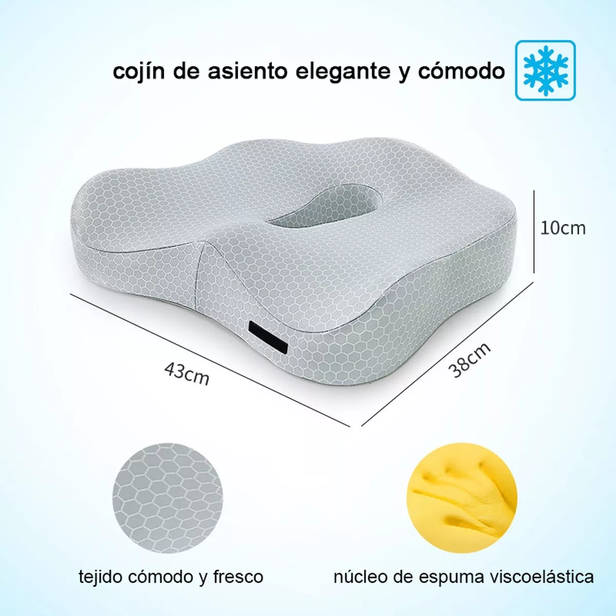 Foto 3 pulgar | Cojín de Gel Asiento Ergonómico para Sillas Eo Safe Imports Esi-17527 Gris