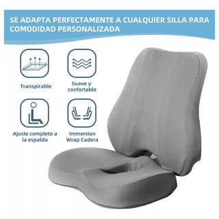 Foto 2 | Cojín Del Asiento Y Almohada De Soporte Lumbar Eo Safe Imports Esi-17530 Gris