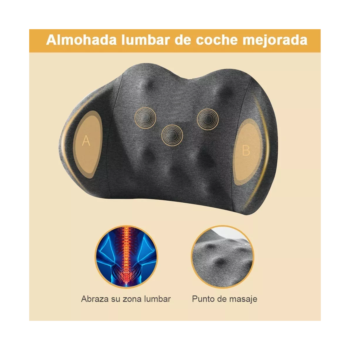 Foto 3 pulgar | Cojín De Asiento De Coche Y Almohada De Soporte Eo Safe Imports Esi-17531 Gris