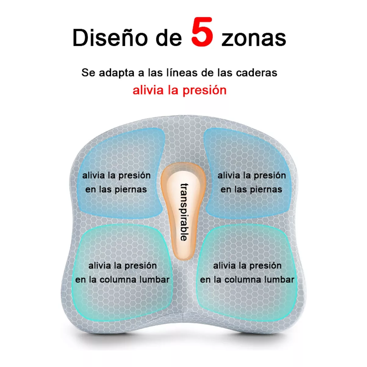 Foto 4 pulgar | Cojín De Gel Asiento Ergonómico Para Sillas Eo Safe Imports Esi-17529 Negro