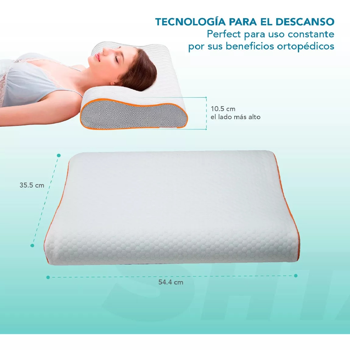 Foto 6 pulgar | Almohada De Memory Foam Ortopédica Cervical Suave Ergonómica