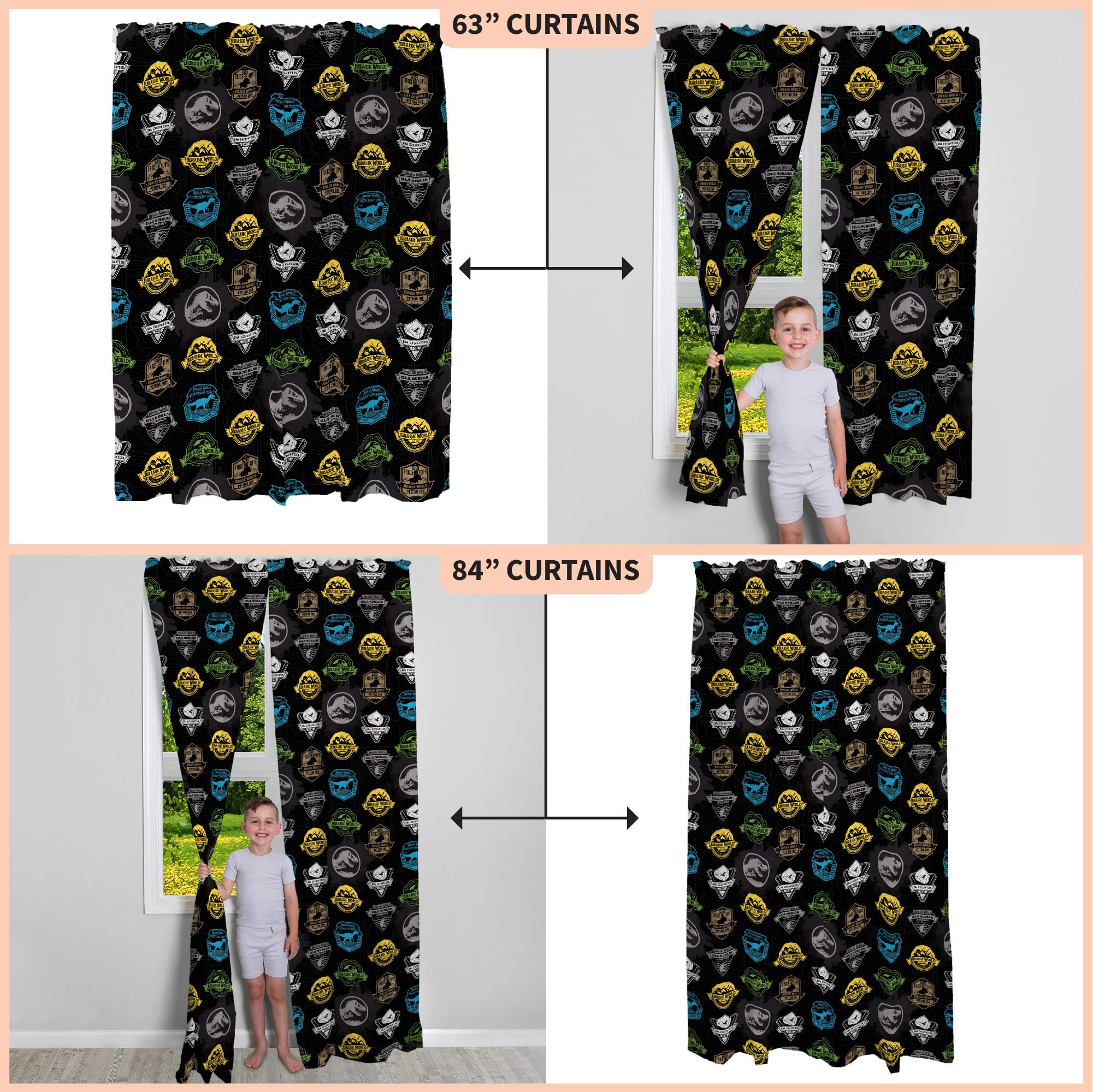 Foto 6 pulgar | Juego De Cortinas Para Ventana Franco Jurassic World, 210 X 160 Cm - Venta Internacional.