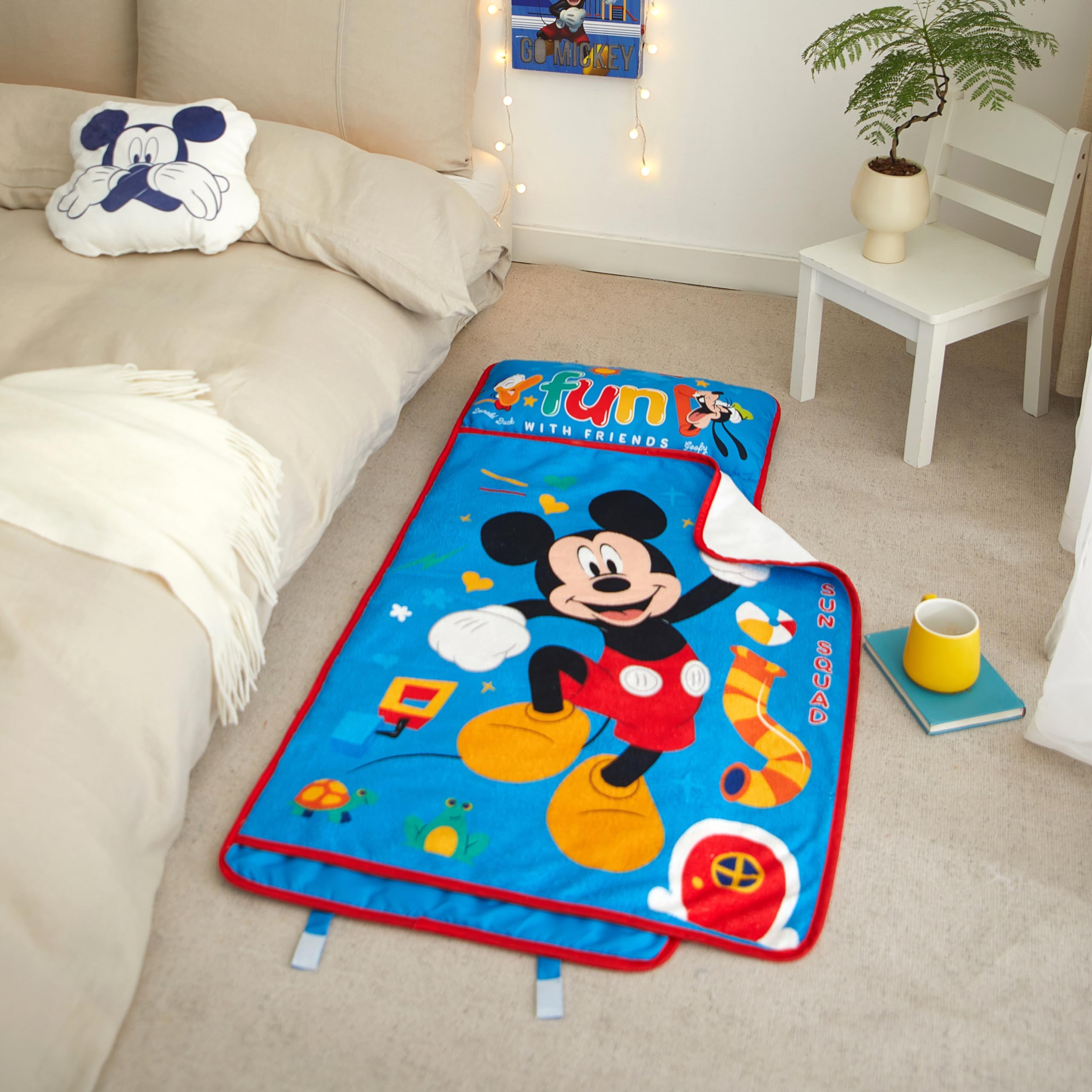 Foto 7 pulgar | Alfombrilla Acolchada Para Niños Pequeños Con Diseño De Mickey Mouse De Disney, Con Manta Y Almohada - Venta Inter