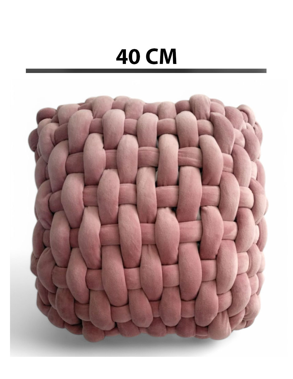Foto 4 pulgar | Cojín Almohada Tejida Rosa Terciopelo Decorativo