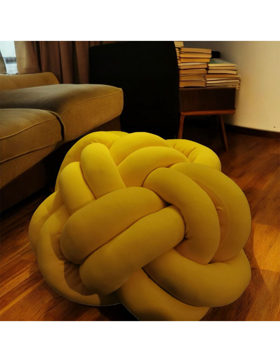 Foto 3 pulgar | Puff Piso Decorativo Amarillo Recamara Hogar