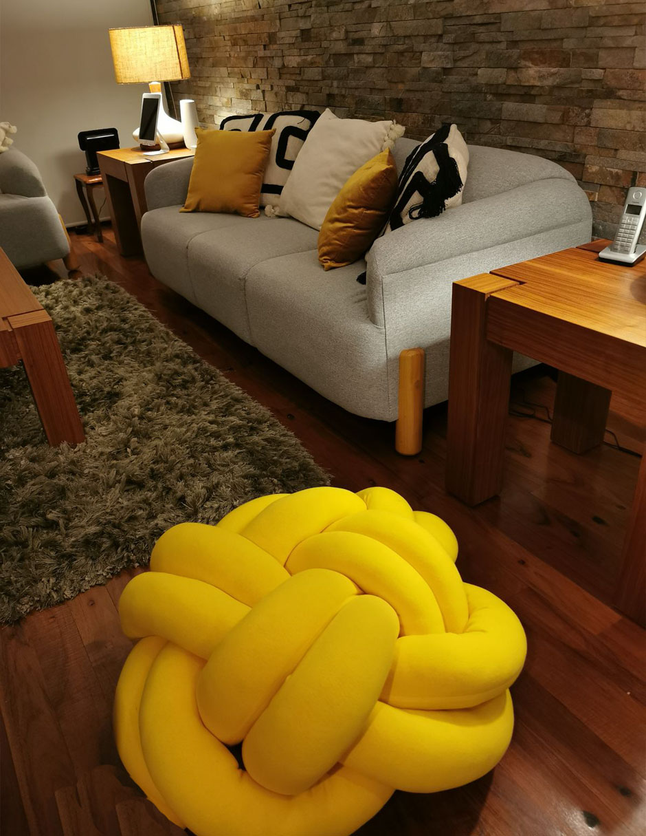Foto 4 pulgar | Puff Piso Decorativo Amarillo Recamara Hogar