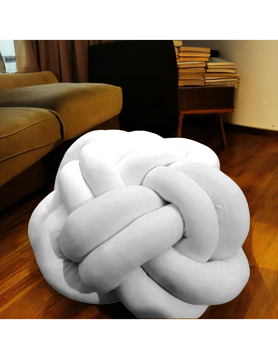 Foto 3 pulgar | Puff De Piso Cojín Decorativo Blanco Flor