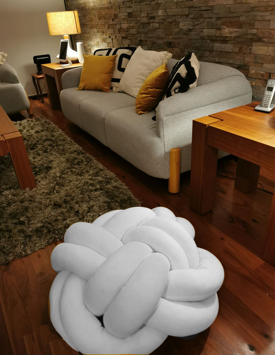 Foto 4 pulgar | Puff De Piso Cojín Decorativo Blanco Flor