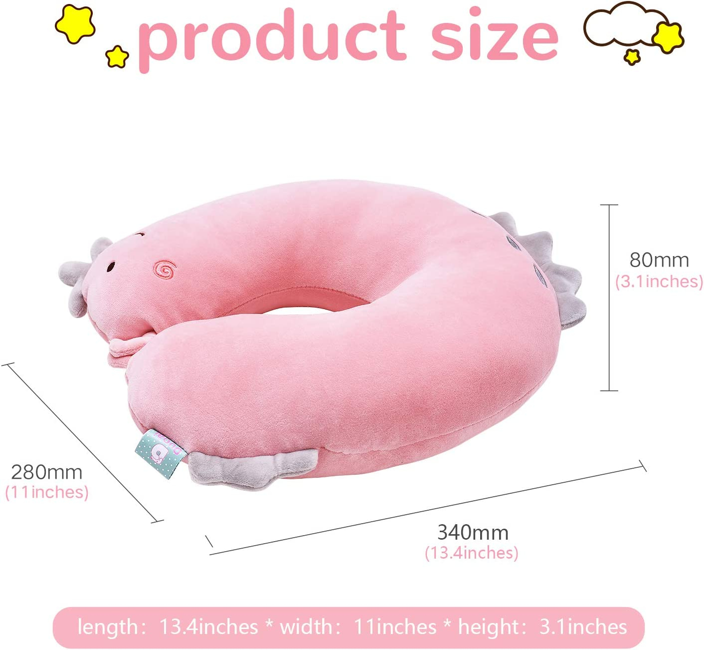 Foto 3 pulgar | Almohada De Viaje Huoguo Para Niños Pequeños, Soporte Para El Cuello, Rosa - Venta Internacional.