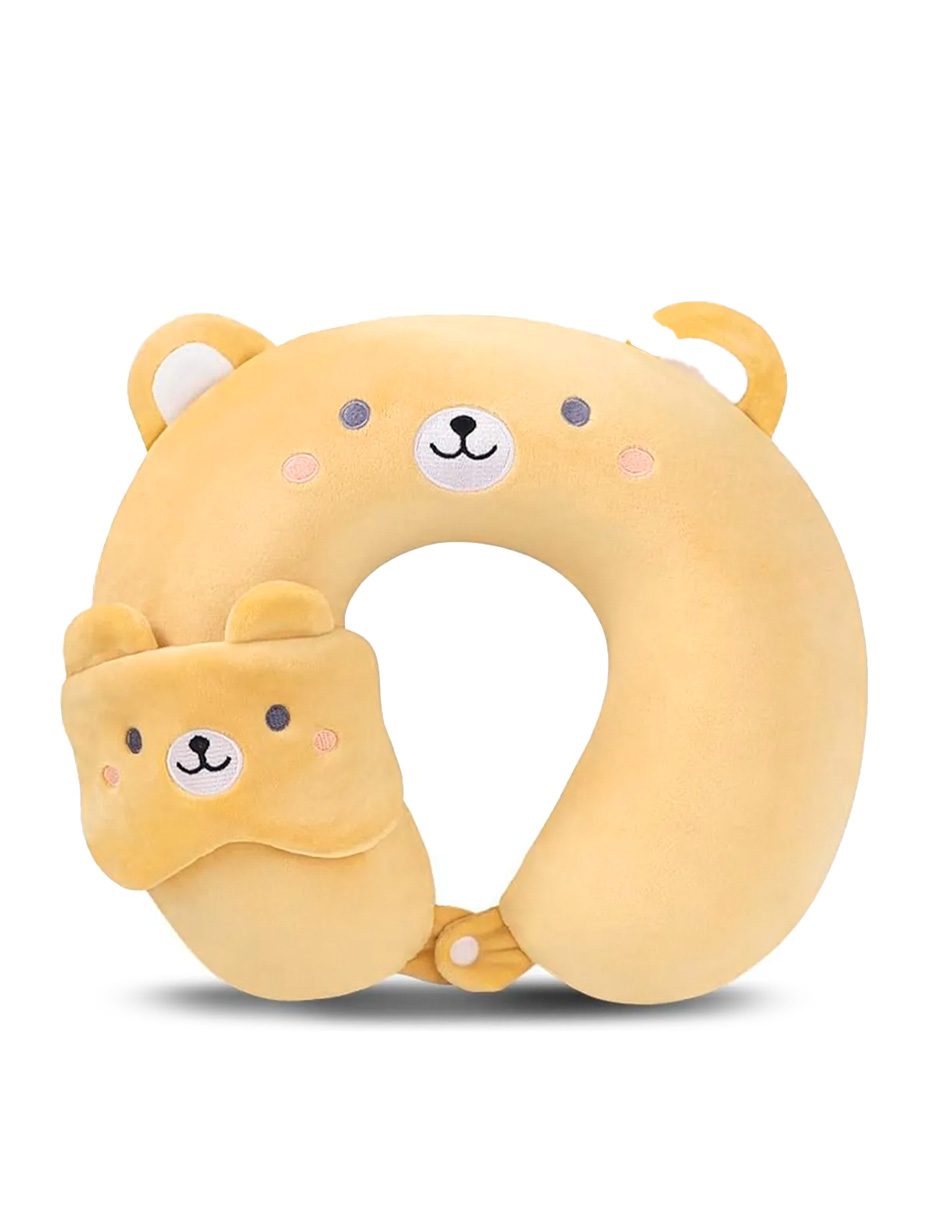 Almohada De Viaje Con Forma De U Y Antifaz – Cojín De Cuello Ergonómico Y Suave Con Diseño De Animalitos P