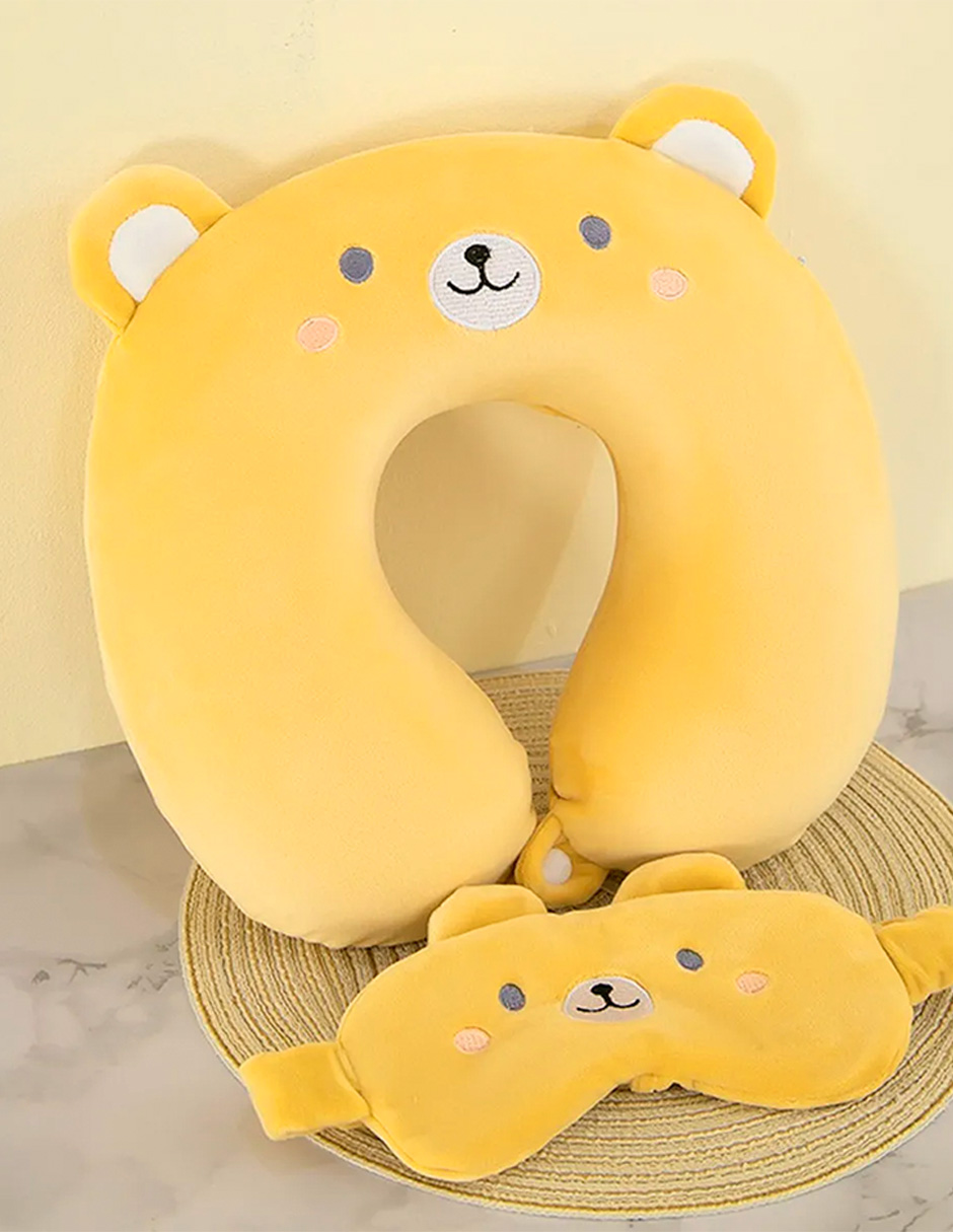 Foto 6 | Almohada De Viaje Con Forma De U Y Antifaz – Cojín De Cuello Ergonómico Y Suave Con Diseño De Animalitos P