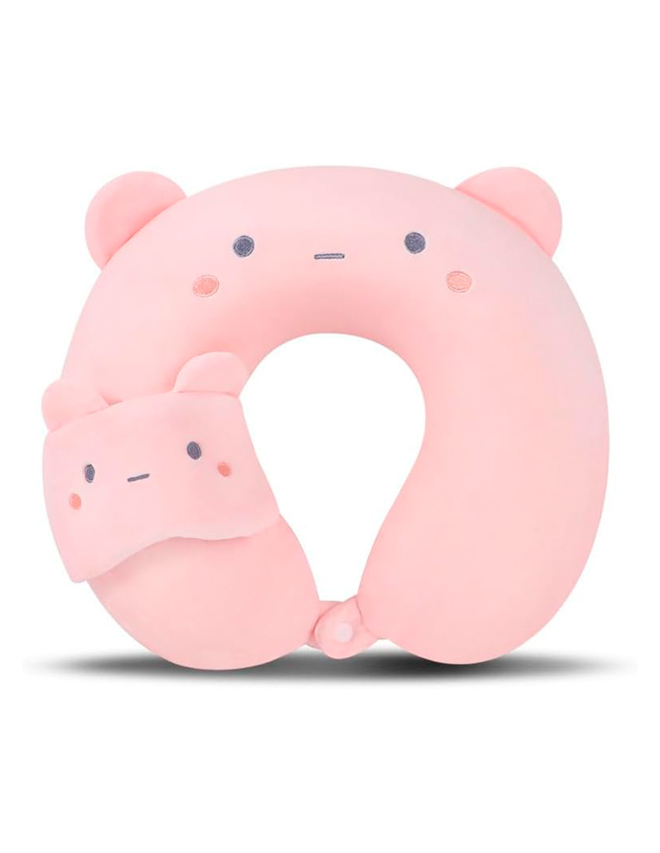 Foto 2 pulgar | Almohada De Viaje Con Forma De U Y Antifaz – Cojín De Cuello Ergonómico Y Suave Con Diseño De Animalitos P