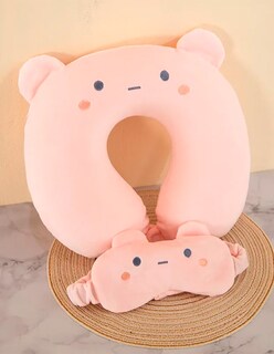 Foto 6 | Almohada De Viaje Con Forma De U Y Antifaz – Cojín De Cuello Ergonómico Y Suave Con Diseño De Animalitos P