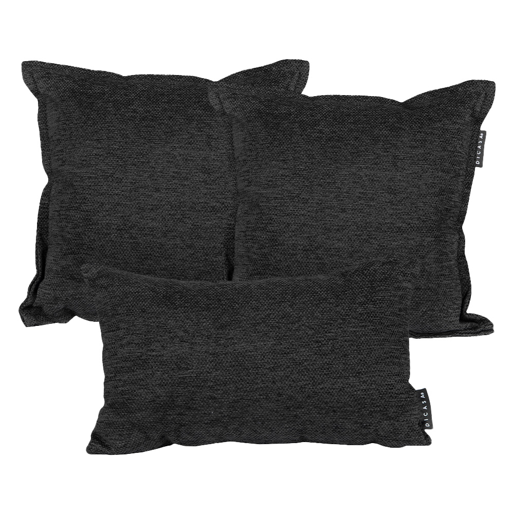 Foto 2 pulgar | Set De 3 Cojines (2 Cuadrados + 1 Rectangular) Negro