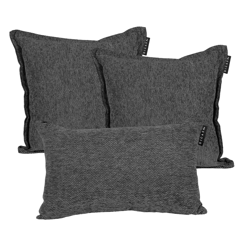 Foto 1 | Set De 3 Cojines (2 Cuadrados + 1 Rectangular) Gris