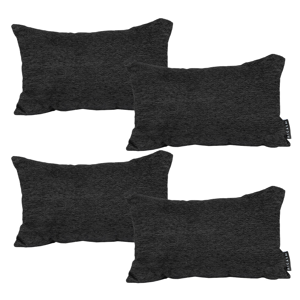 Set De 2 Cojines Riñonera Decorativa Rectangular Negro