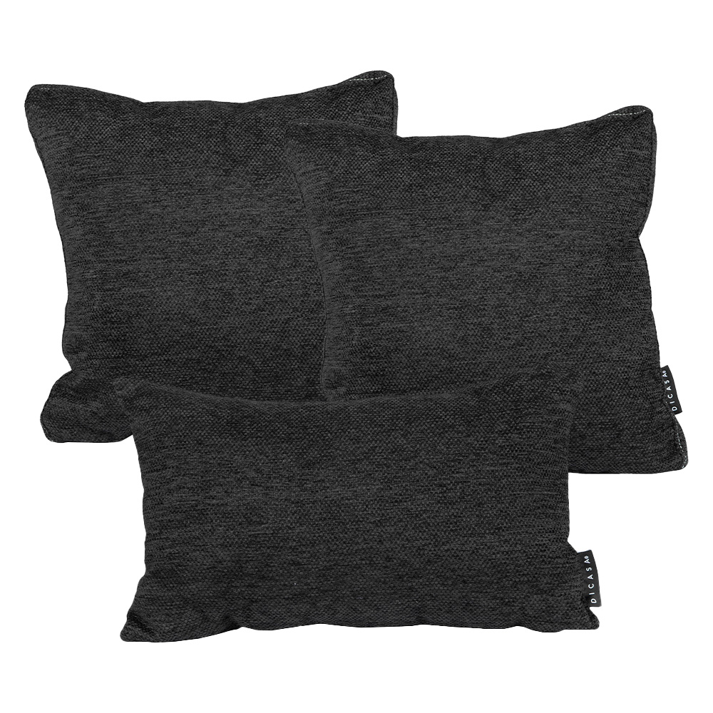 Foto 1 | Set De 3 Cojines (1 Rectangular Y 2 Cuadrados Grandes) Negro