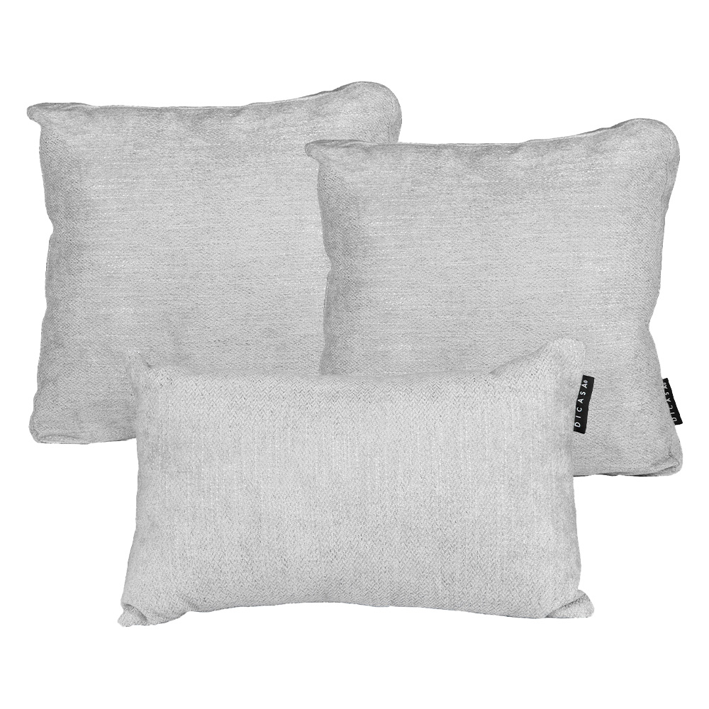Foto 1 | Set De 3 Cojines (1 Rectangular Y 2 Cuadrados Grandes) Gris