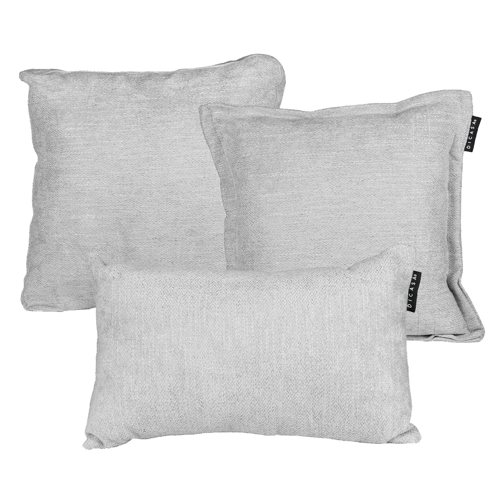 Set De 3 Cojines (1 Cuadrado + 1 Cuad Gde Y 1 Rect) Gris