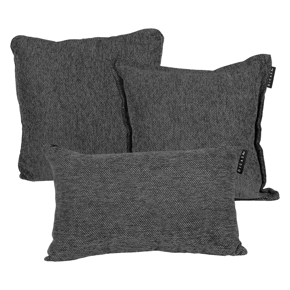 Set De 3 Cojines (1 Cuadrado + 1 Cuad Gde Y 1 Rect) Gris
