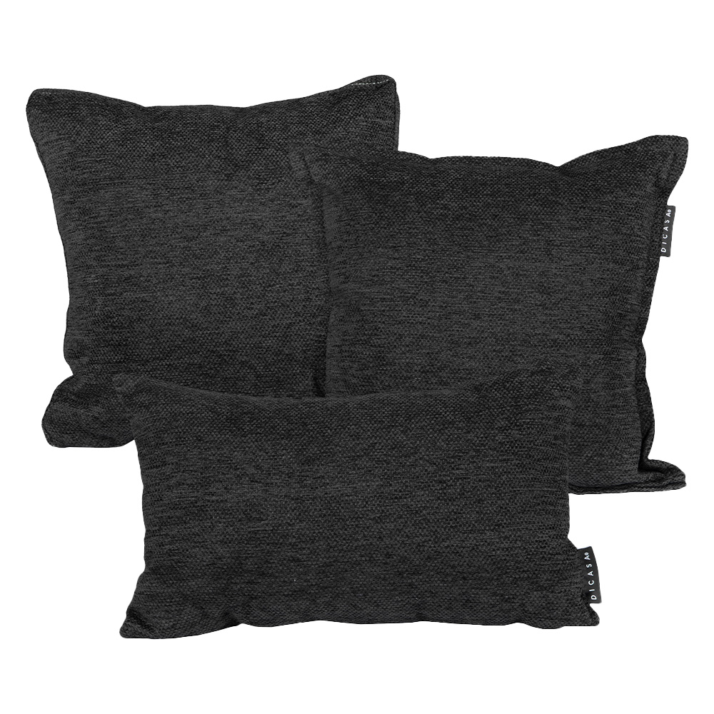 Set De 3 Cojines (1 Cuadrado + 1 Cuad Gde Y 1 Rect) Negro