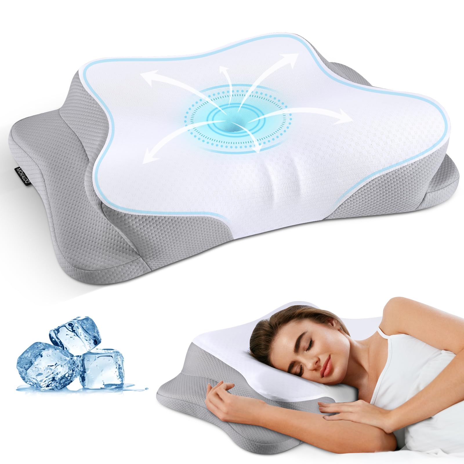 Almohada Cervical Mokaloo, Espuma Viscoelástica Refrescante Con Pillowca - Venta Internacional.