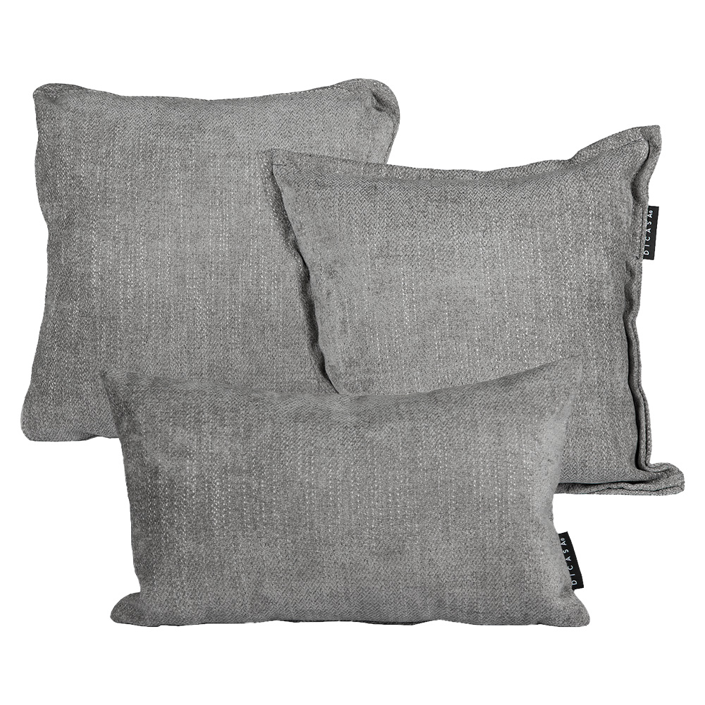 Set De 3 Cojines Decorativos Dicasa 1 Kappa + 1 Zita + 1 Delta Color Gris Oscuro
