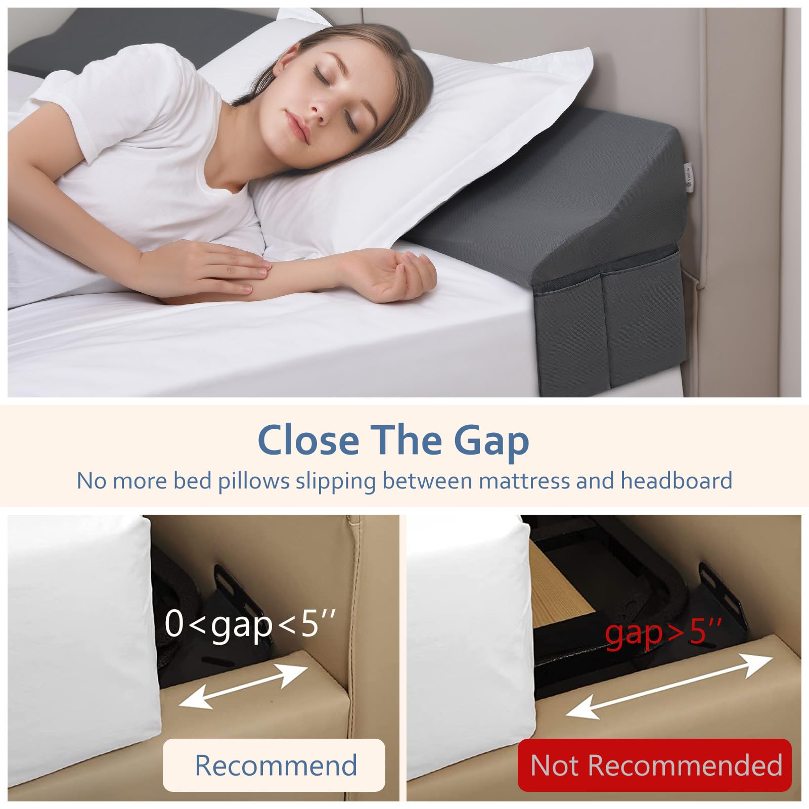 Foto 4 | Almohada En Forma De Cuña Vekkia King Para Rellenar Huecos En La Cabecera - Venta Internacional.