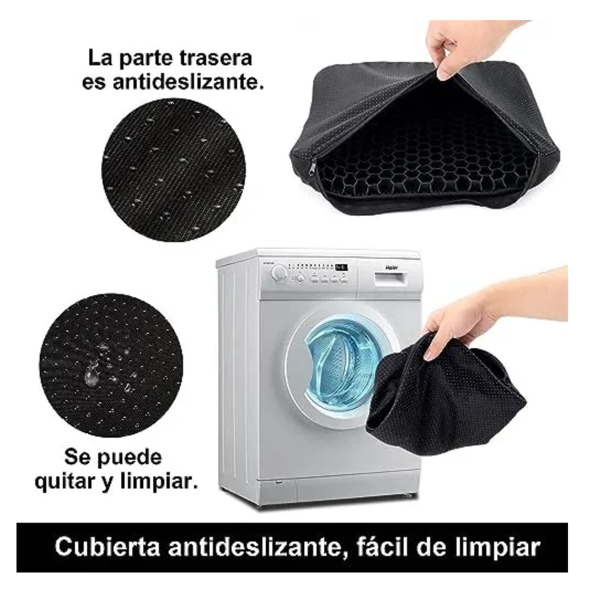 Foto 5 pulgar | Cojín Gel Transpirable Ergonómico Forma Panal Eo Safe Imports Esi-19503 Negro