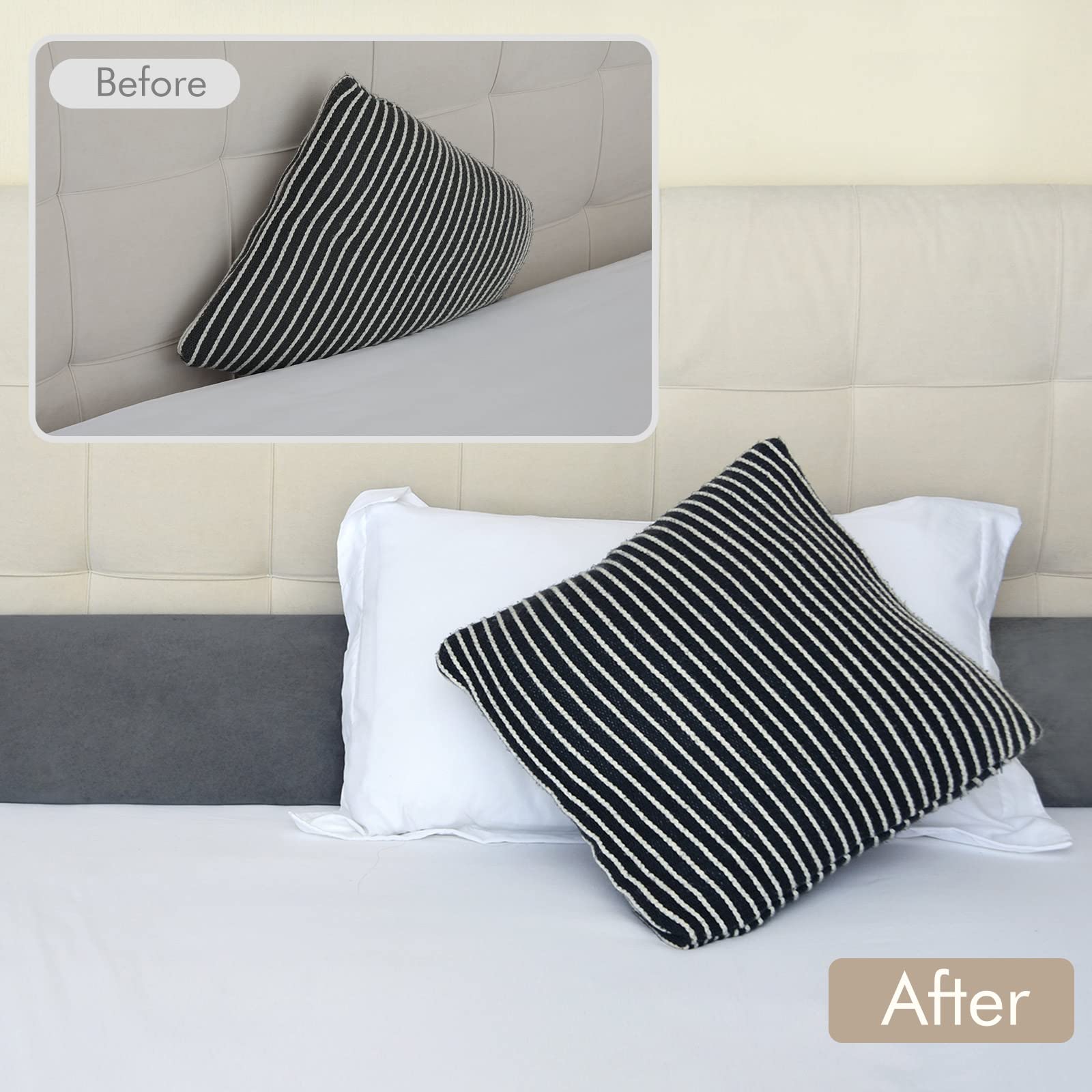 Foto 2 | Almohada Con Forma De Cuña Vekkia Queen Para Cabecero, Relleno De Huecos, Gris - Venta Internacional.