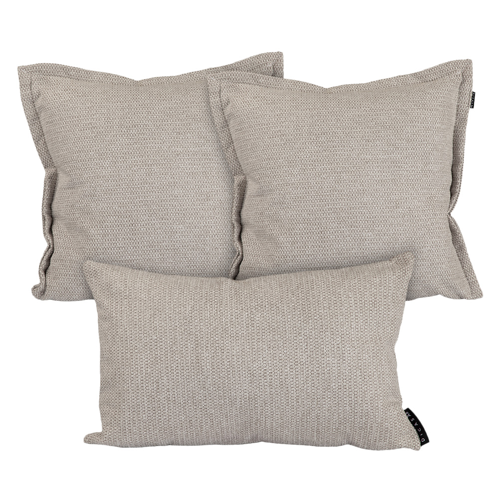 Set De 3 Cojines Decorativos Dicasa 2 Kappa + 1 Delta Color Beige