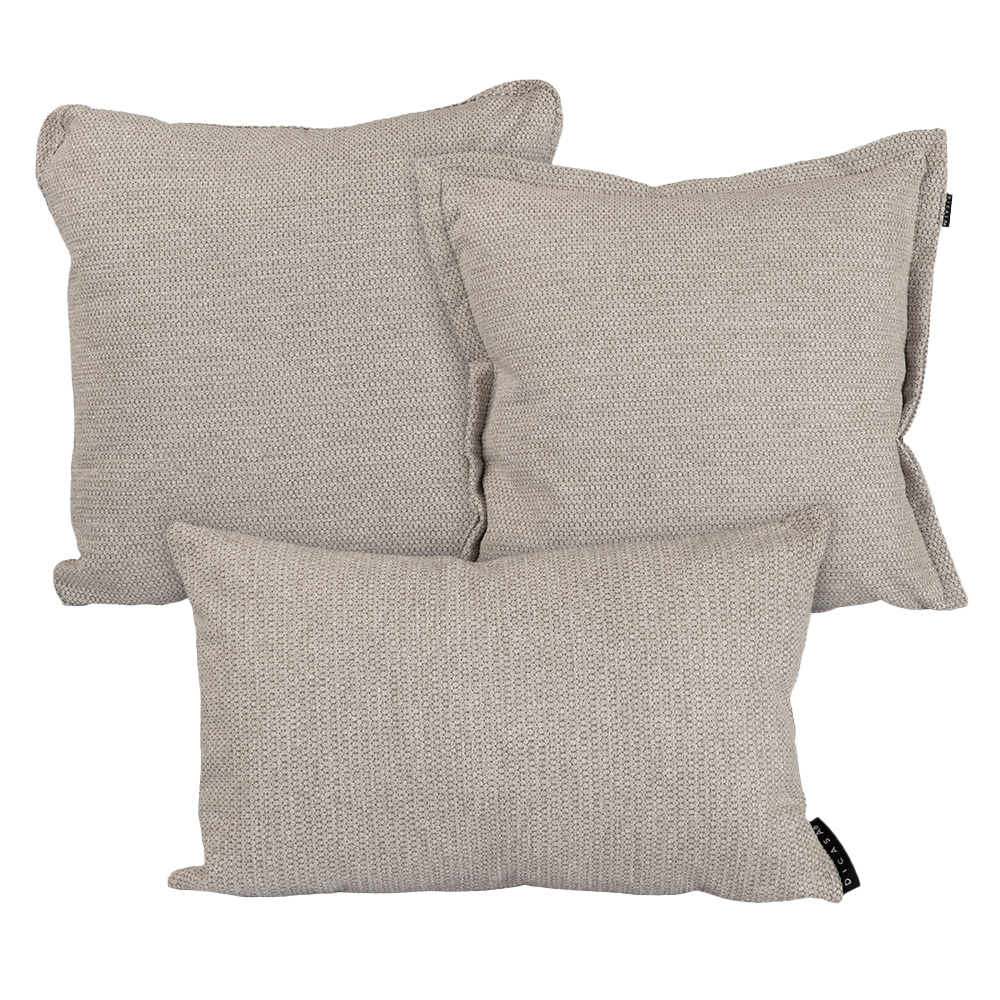 Set De 3 Cojines Decorativos Dicasa 1 Kappa +1 Zita + 1 Delta Color Beige