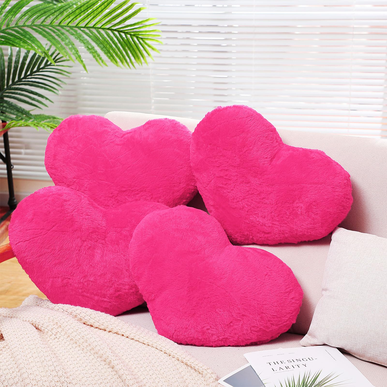Foto 2 pulgar | Almohadas Remerry Con Forma De Corazón, Piel Sintética De Conejo, 4 Unidades, Color Rosa Intenso - Venta Internacional.