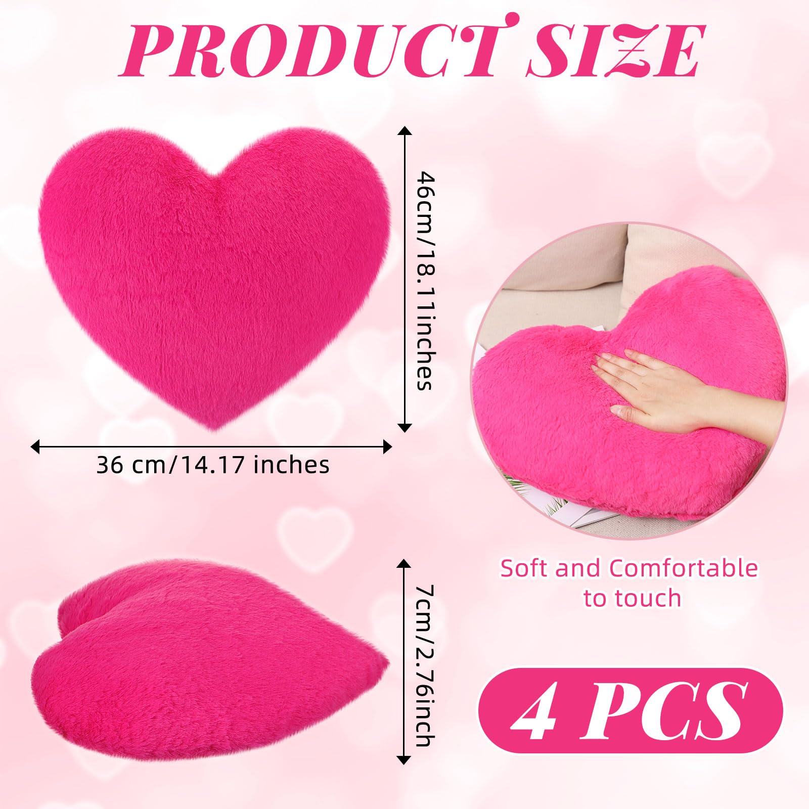 Foto 4 pulgar | Almohadas Remerry Con Forma De Corazón, Piel Sintética De Conejo, 4 Unidades, Color Rosa Intenso - Venta Internacional.