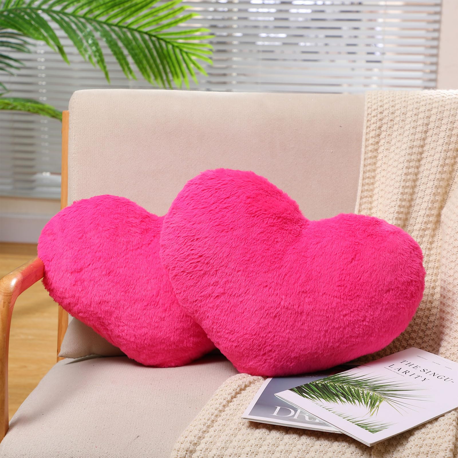 Foto 4 | Almohadas Remerry Con Forma De Corazón, Piel Sintética De Conejo, 4 Unidades, Color Rosa Intenso - Venta Internacional.