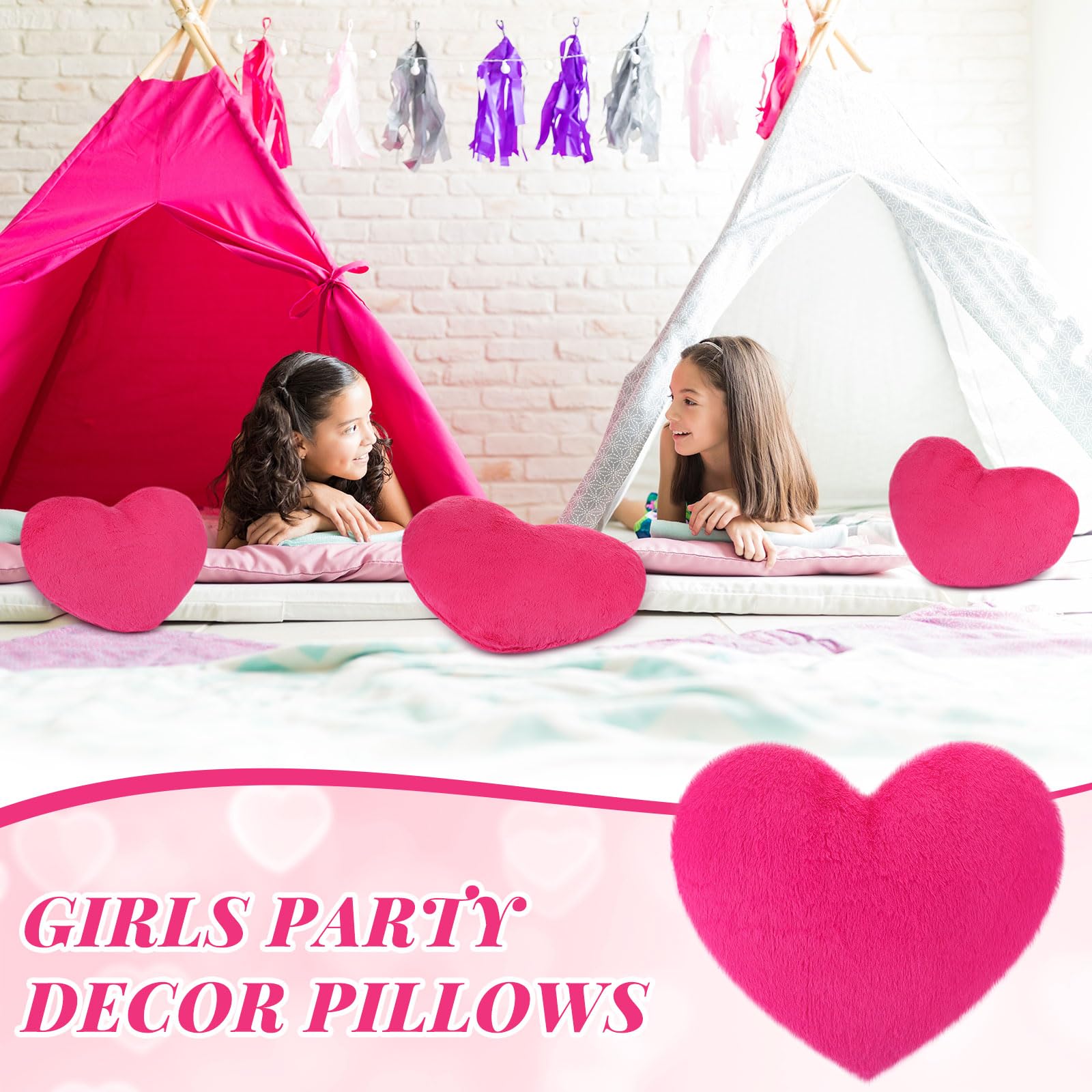 Foto 6 pulgar | Almohadas Remerry Con Forma De Corazón, Piel Sintética De Conejo, 4 Unidades, Color Rosa Intenso - Venta Internacional.