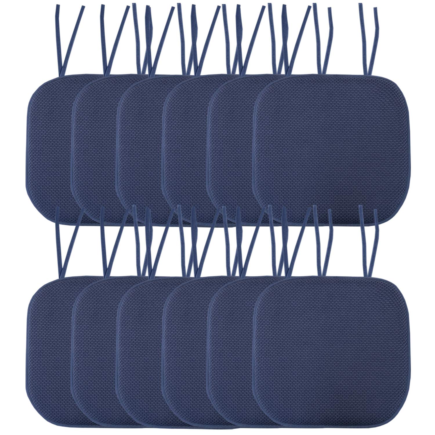 Cojín Para Silla Sweet Home Collection, Espuma Viscoelástica, Paquete De 12 Unidades, Azul Marino - Venta Internaciona