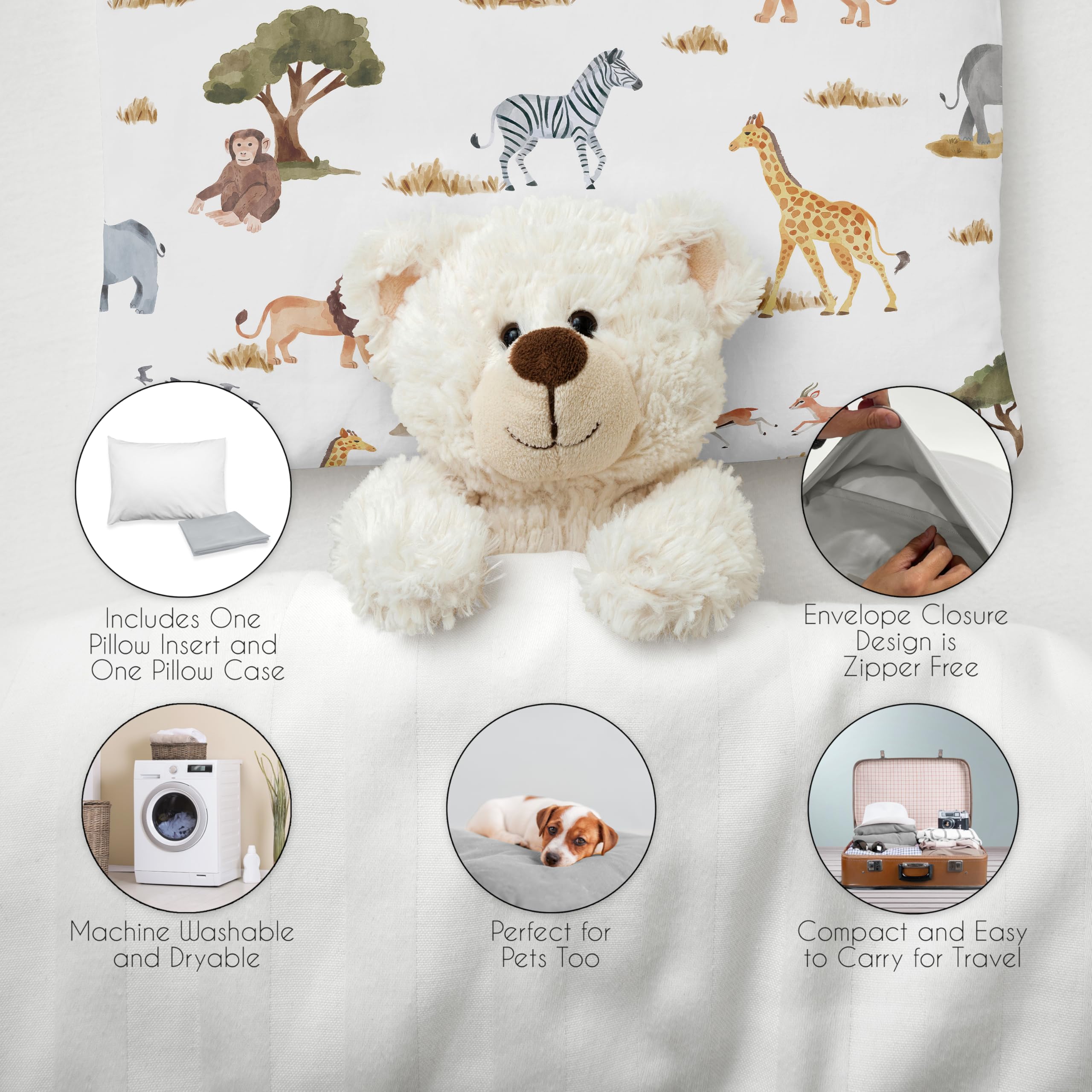Foto 4 pulgar | Almohada Para Niños Pequeños Sweet Jojo Designs Jungle Animals, 33 X 46 Cm - Venta Internacional.