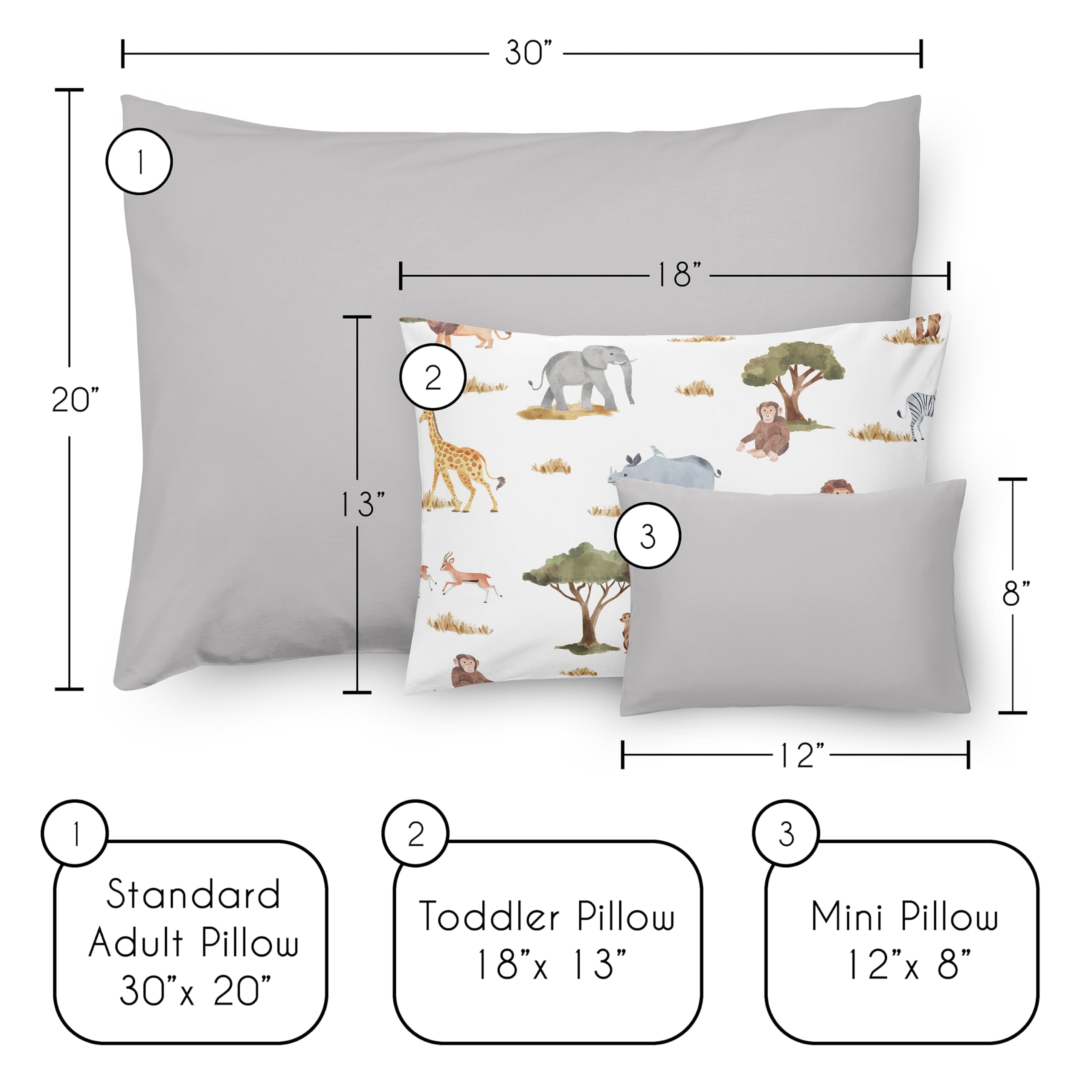 Foto 6 pulgar | Almohada Para Niños Pequeños Sweet Jojo Designs Jungle Animals, 33 X 46 Cm - Venta Internacional.