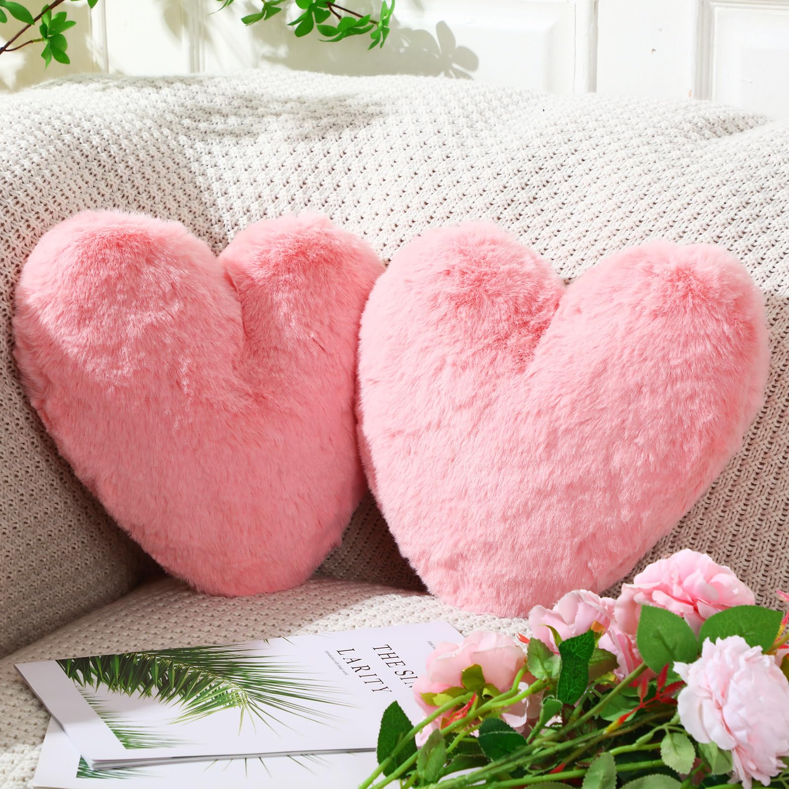 Cojín De Peluche Marsui Fluffy En Forma De Corazón (2 Unidades) - Venta Internacional.