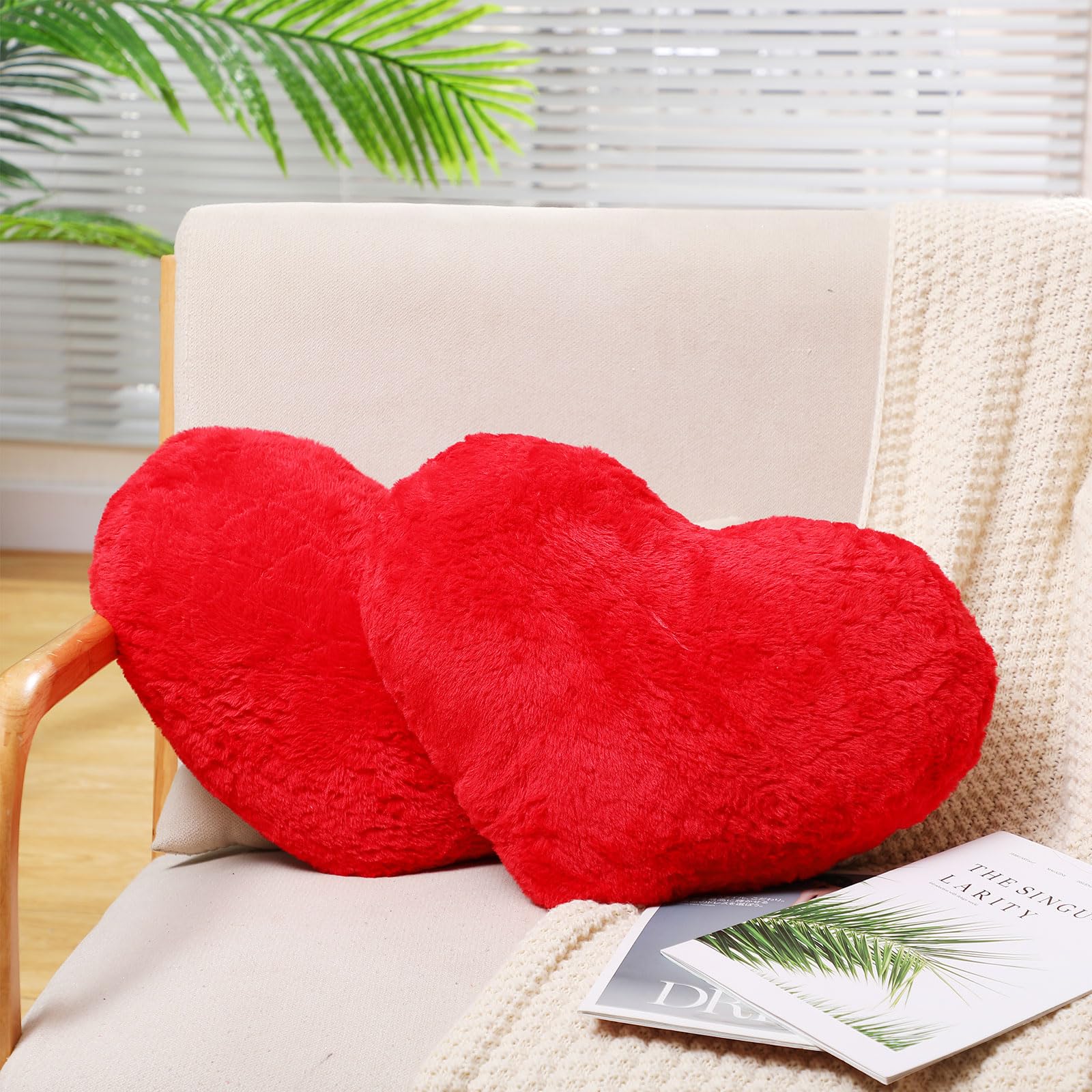 Foto 4 | Almohadas Remerry Con Forma De Corazón De Piel De Conejo Sintética, Color Rojo, 4 Unidades - Venta Internacional.