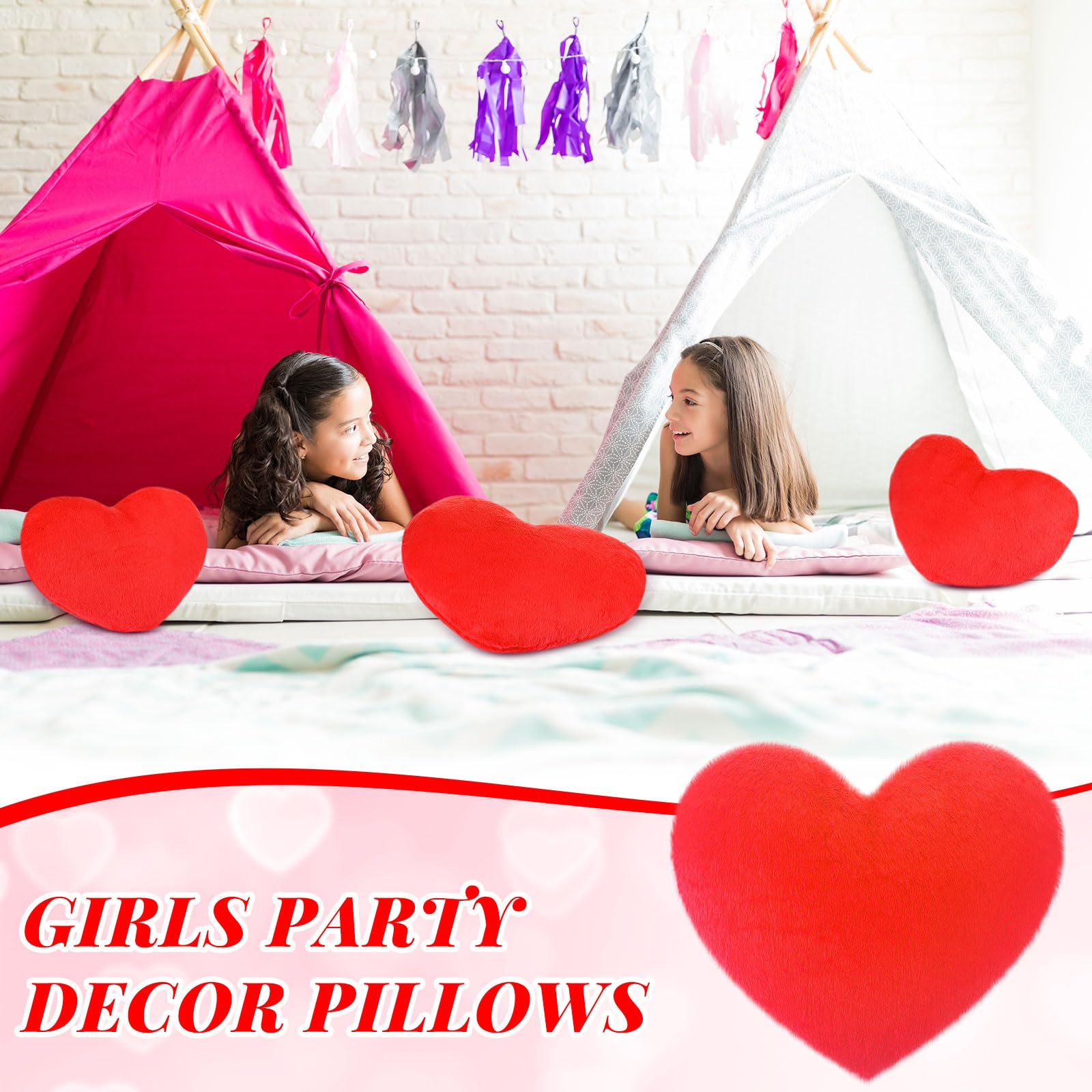 Foto 5 | Almohadas Remerry Con Forma De Corazón De Piel De Conejo Sintética, Color Rojo, 4 Unidades - Venta Internacional.