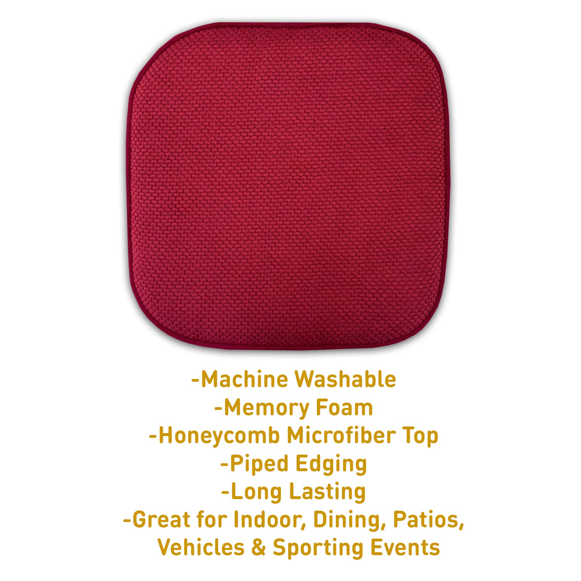 Foto 4 pulgar | Almohadillas Para Silla Sweet Home Collection, Espuma Viscoelástica, 40 X 40 Cm, Color Rojo, Paquete De 2 - Ven