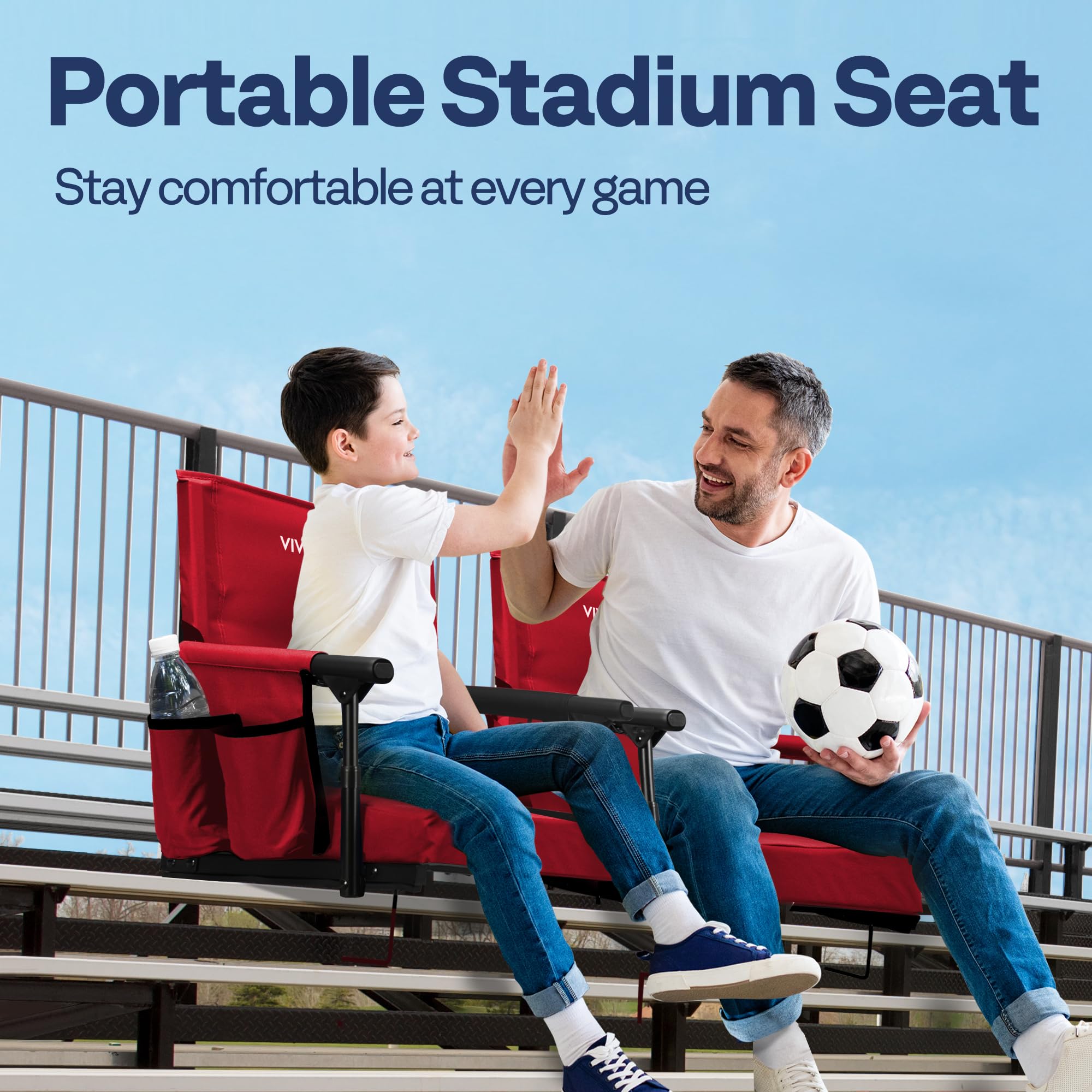 Foto 2 | Asientos Tipo Estadio Vivohome Con Respaldo Y Cojín, Paquete De 2 Unidades, Color Rojo - Venta Internacional.