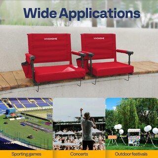 Foto 6 | Asientos Tipo Estadio Vivohome Con Respaldo Y Cojín, Paquete De 2 Unidades, Color Rojo - Venta Internacional.