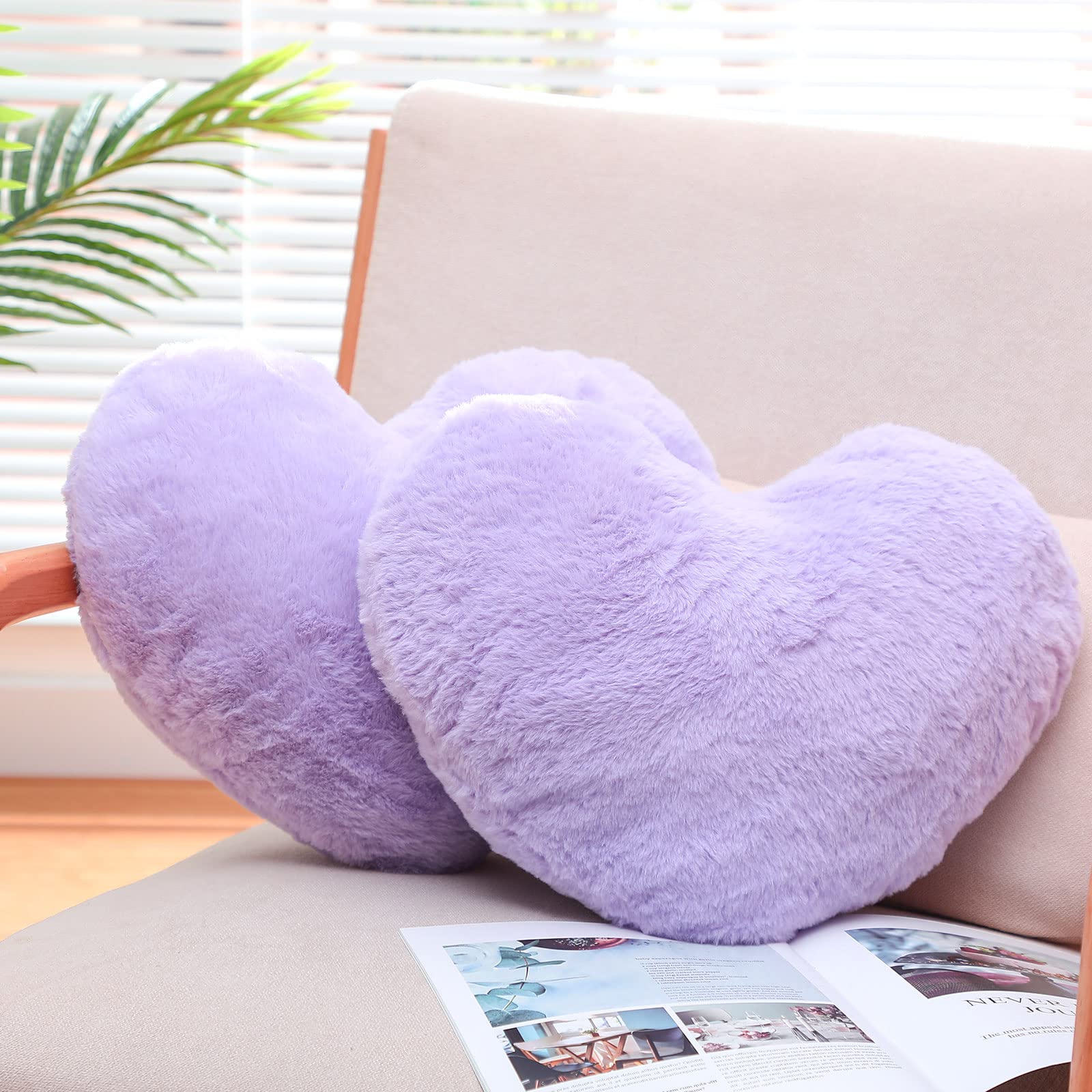 Foto 1 | Cojín Remerry Soft En Forma De Corazón De Imitación De Conejo Lila X2 - Venta Internacional.
