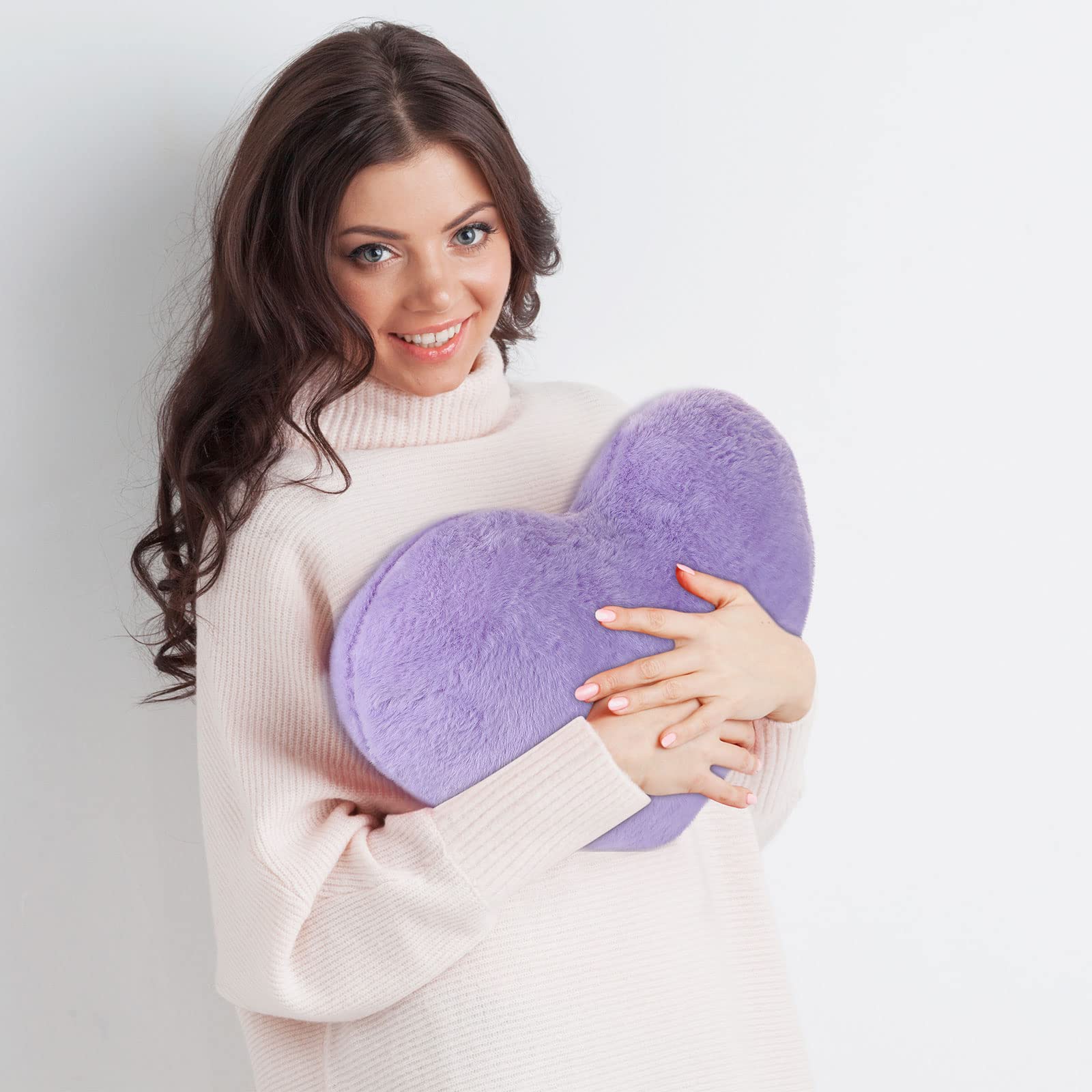 Foto 6 | Cojín Remerry Soft En Forma De Corazón De Imitación De Conejo Lila X2 - Venta Internacional.